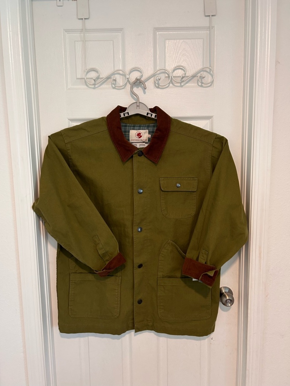 NWT Southern Proper Olive Canvas Field Jacket Brown Corduroy Collar & Cuffs XXL